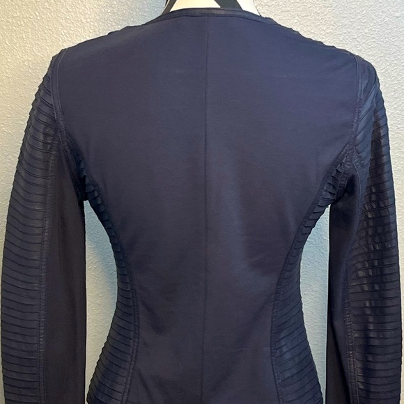 Vintage 100% Genuine Leather Asymmetrical Contrast Paneling Sz S Moto Jacket - Picture 10 of 14